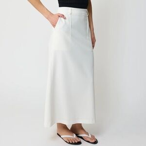 New Almina Concept Back Slit Midi Skirt White